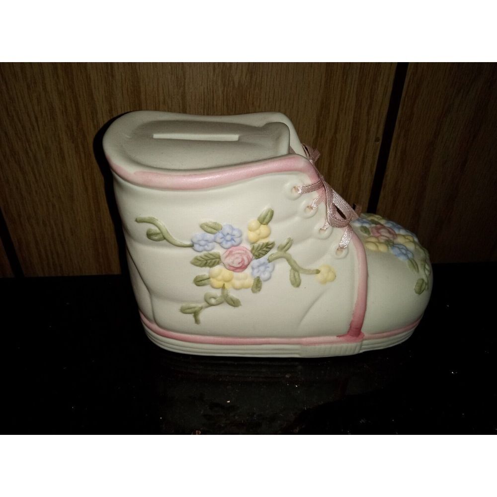 Baby Girl Piggy Bank Floral Shoe‎ Bank Lace Up Decor